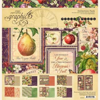 4502000 Полный набор бумаги Fruit & Flora — Graphic 45, 30*30см + наклейки