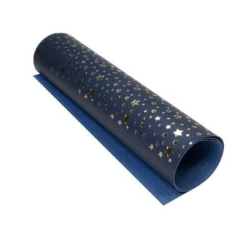 Кожзам с золотым тиснением Golden Stars Dark blue - Фабрика Декору 50х25см